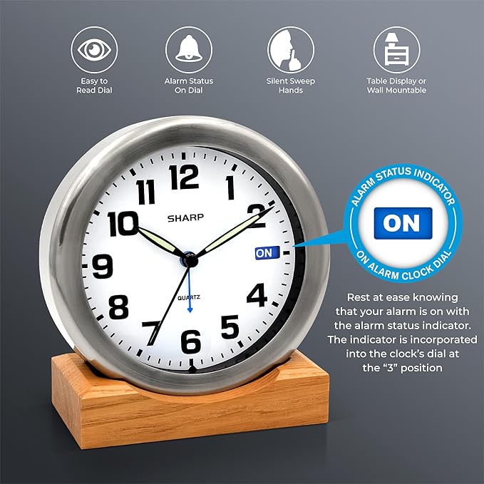 Sharp Silent Sweep Quartz Analog Desk Clock - Image 2