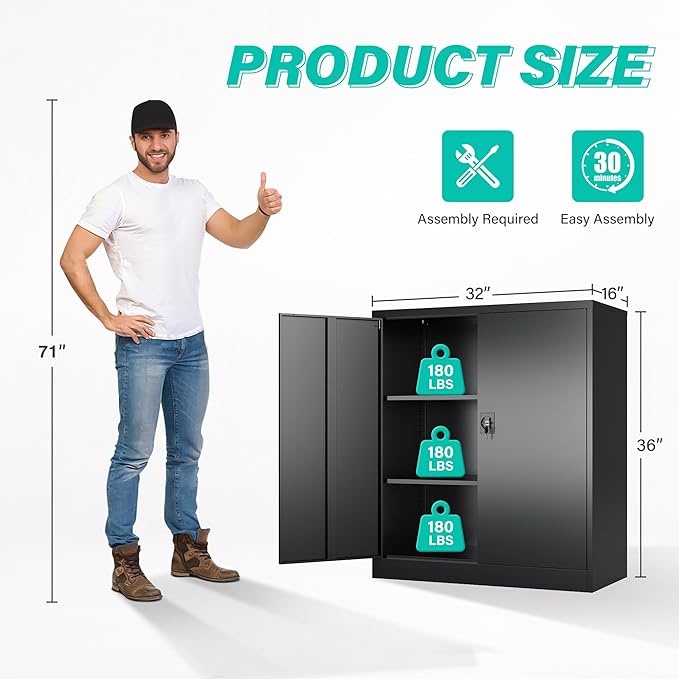 SISESOL Small Metal Storage Cabinet - Image 3