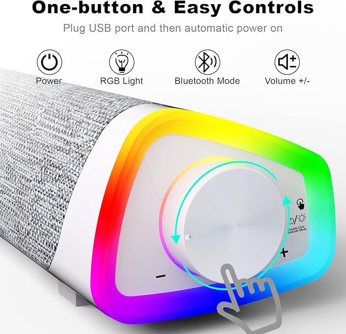 SOULION R30 Plus Bluetooth Computer Speakers, All-in-One Control Button - Image 3