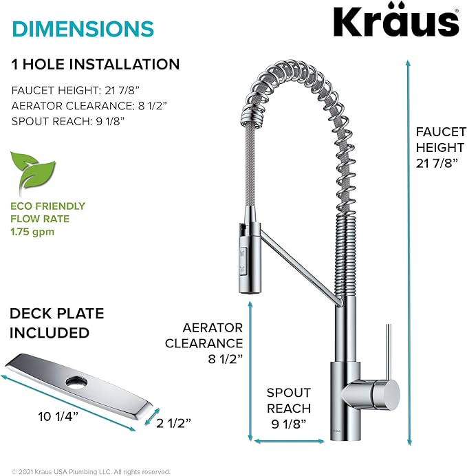 KRAUS Oletto Commercial Style Single Handle Pull Down Kitchen Faucet - Image 5