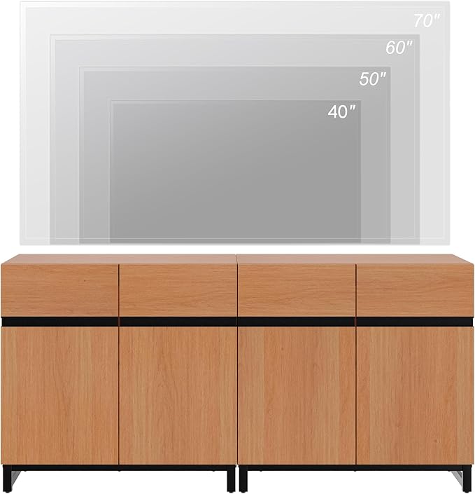 WAMPAT Modern TV Stand for TVs up to 70 inch, 2 in 1 Entertainment Center TV - Image 4