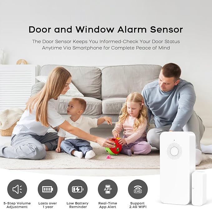 Clouree Security Window and Door Alarm Sensor, Wireless Sensor Door Window - Image 3