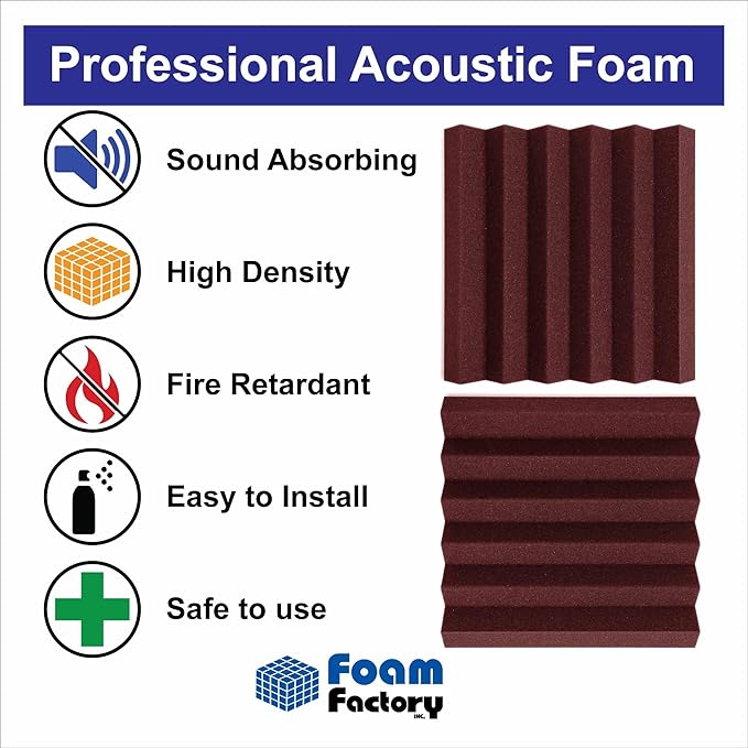 Foam Factory Inc 24 Pack Color Acoustic Foam Panel Studio Soundproofing Wedge - Image 3