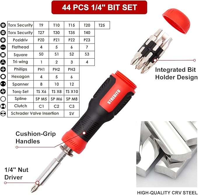 STREBITO Precision Screwdriver Set 191-Piece Multi-Bit Screwdriver 1/4 Inch Nut - Image 2