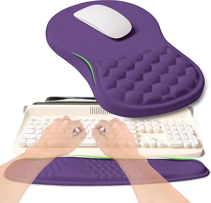 KUOSGM 2-in-1 Ergonomic Set, Wave Rise Keyboard Wrist Rest and Massage Bulge by KUOSGM