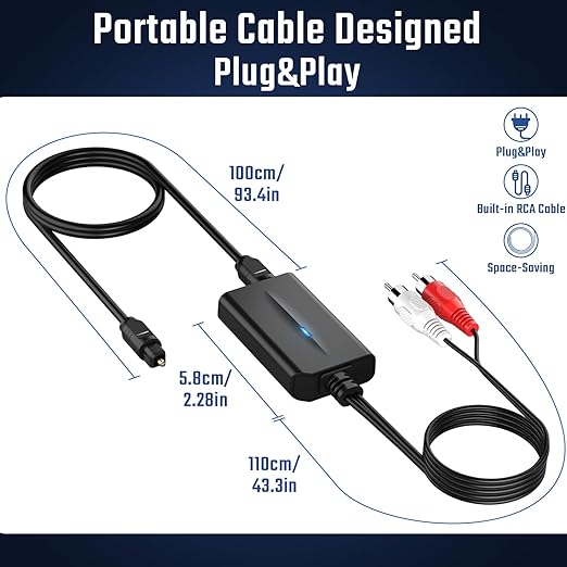 192kHz DAC Digital to Analog Audio Converter 7ft/2.1m Digital Audio Optical to - Image 4