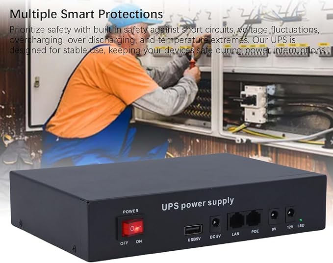 UPS Power Supply 12000mAh DC5V9V12V POE24V Output Uninterruptible Battery Backup - Image 2
