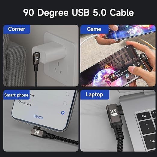 right angle USB C long Cable 10FT Compatible - Image 7