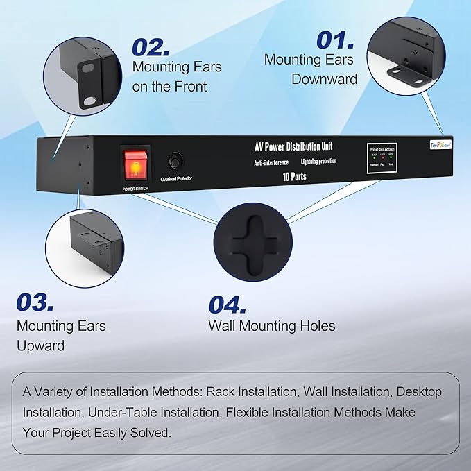 ThePoEstore 10 NEMA 5-15R Outlet Surge Protector PDU, 120V 15A 3600J 10KA - Image 4