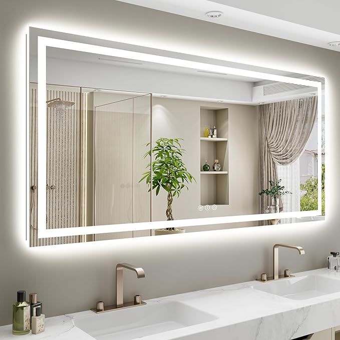 YEELAIT 68x38 Inch LED Bathroom Mirror by YEELAIT