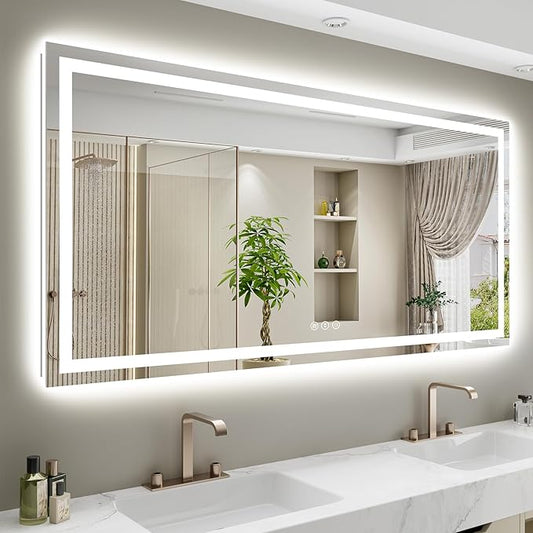 YEELAIT 68x38 Inch LED Bathroom Mirror by YEELAIT