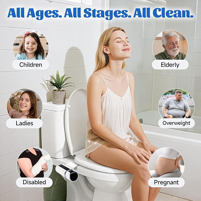 Bidet Attachment, Self-Cleaning Dual Retractable Nozzles Bidet, Ultra Slim - Image 2