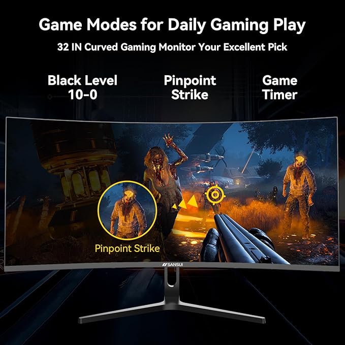 SANSUI 32 Inch Curved 240Hz Gaming Monitor High Refresh Rate, FHD 1080P Gaming - Image 6