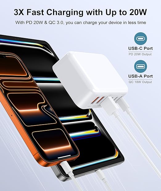 Fast Charger Block, GaN 6 Port USB C Charging Station Hub Cube, 100W Multiport - Image 3