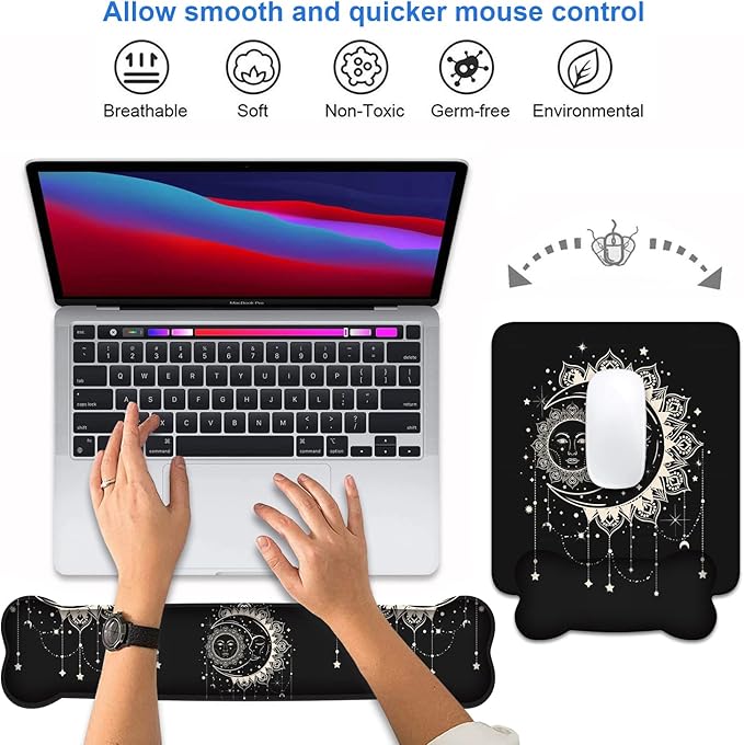 Wrist Rest Support Ergonomic Gel Mouse Pad and Memory Foam Keyboard Set - Image 4