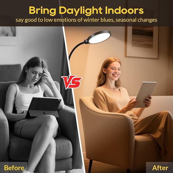 Morfone Light Therapy Lamp, 11000 Lux UV-Free Floor Sun Light Lamp - Image 5