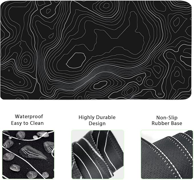Topographic Mouse Pad Set, Extended Mouse Pad+Keyboard Wrist Rest, Memory Foam - Image 2