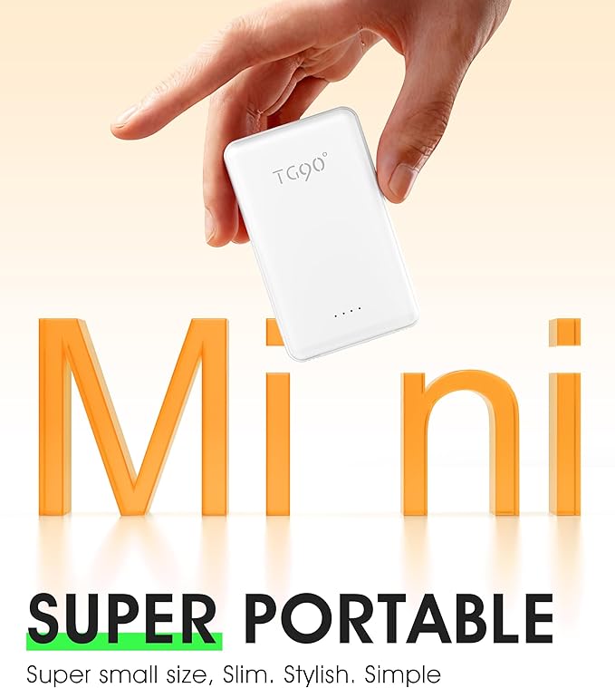 TG90° 5000mAh Small Portable Charger Built in AC Wall Plug and Cables, Card - Image 3
