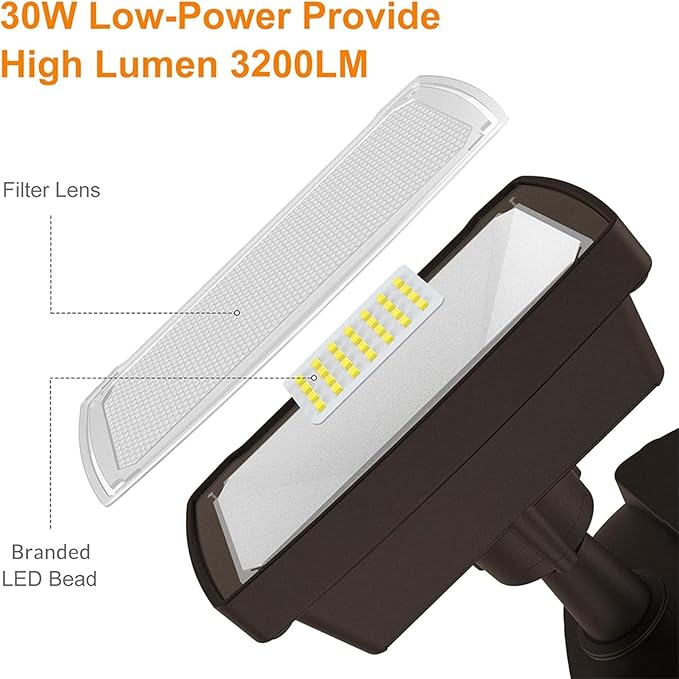 LEPOWER 30W LED Security Lights Motion Sensor Light Outdoor, 3200LM Motion - Image 3