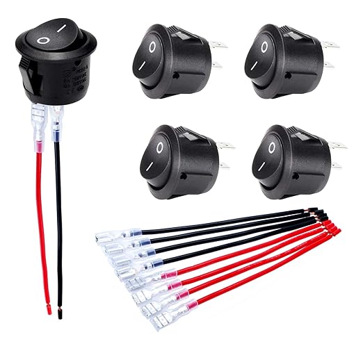 DaierTek UL Listed ON Off Round Rocker Switches SPST 20mm Mini 12 Volt DC Mini by DaierTek