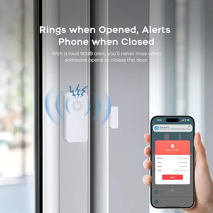 Clouree Security Window and Door Alarm Sensor, Wireless Sensor Door Window - Image 2