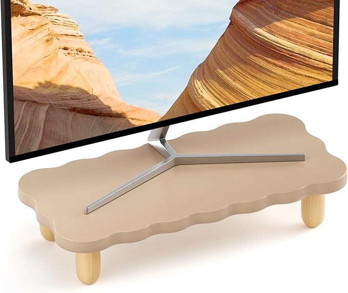 AFOOYO Monitor Stand Riser, Cookie-Shaped Sturdy Wood Computer Monitor Stand by AFOOYO