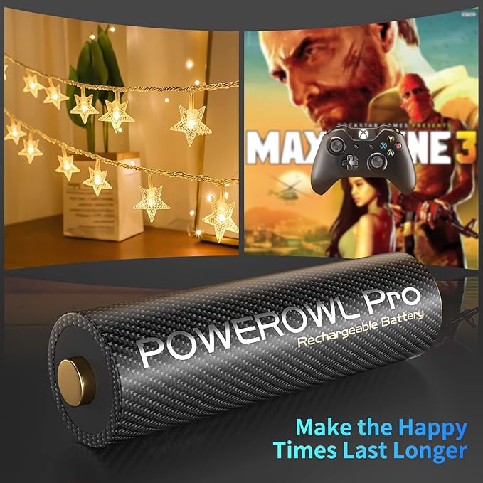 POWEROWL Gold-top Rechargeable AA Batteries PRO w/ 8 Bay Charger, High Capacity - Image 3
