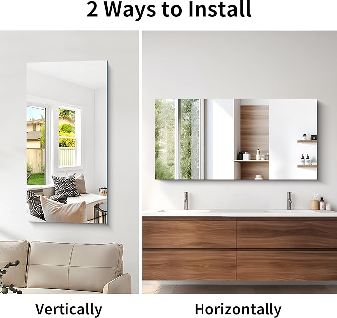 CILIBER Frameless Mirror, 24x48 Inch Large Bathroom Mirrors - Image 5