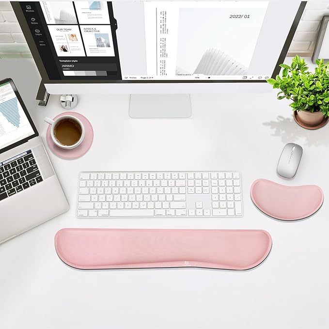 Gimars Upgrade Cleanable PU Leather Keyboard Wrist Pillow Rest Pad, Enlarge - Image 9