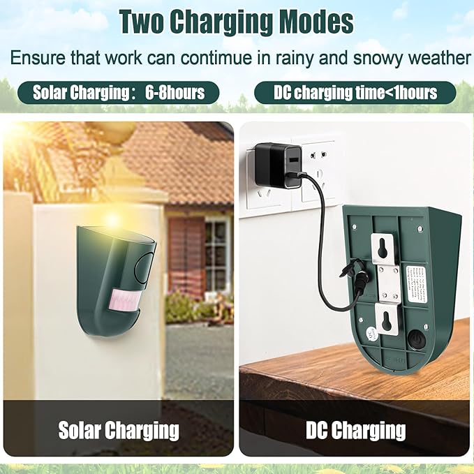 Qualirey 2 Pack Solar Sound and Light Alarm Motion Sensor 129db Outdoor - Image 4