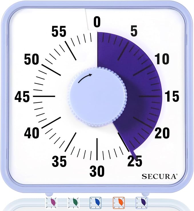 Secura 7.5 Inch Visual Timer, 60 Minute Oversize Visual Countdown Timer by Secura