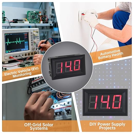DiGiYes 5 Pack DC 5-120V Digital Mini Voltmeter 2 Wire 0.56 inch LED Display - Image 7
