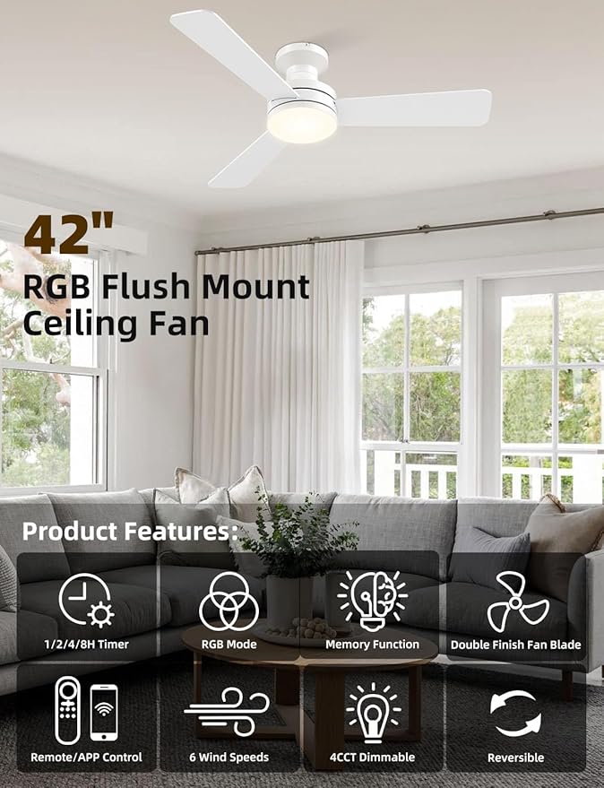 Homlit 42" RGB Ceiling Fan - Image 4