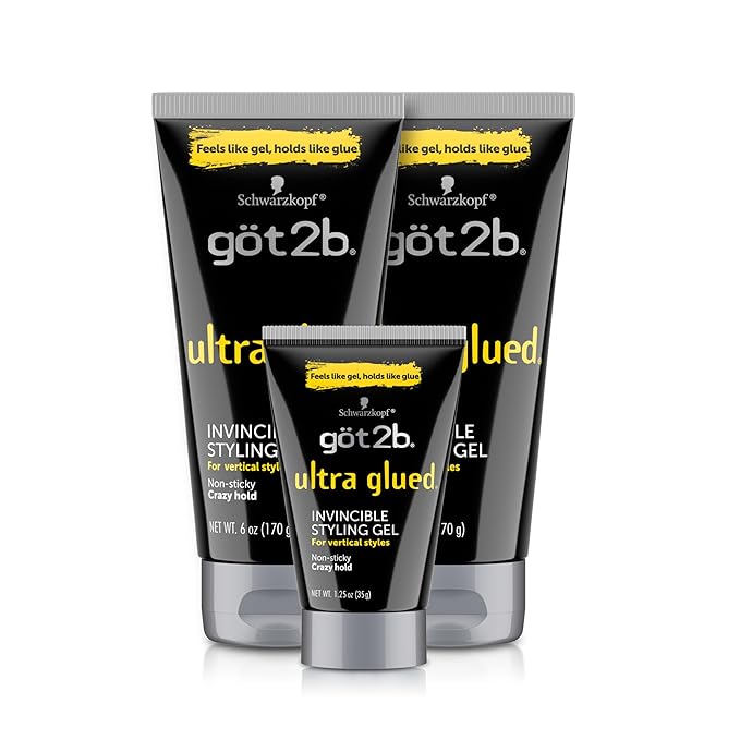 got2b Ultra Glued Invincible Styling Gel Set, 6 Fl Oz + 1.25 Fl Oz Travel Size by got2b