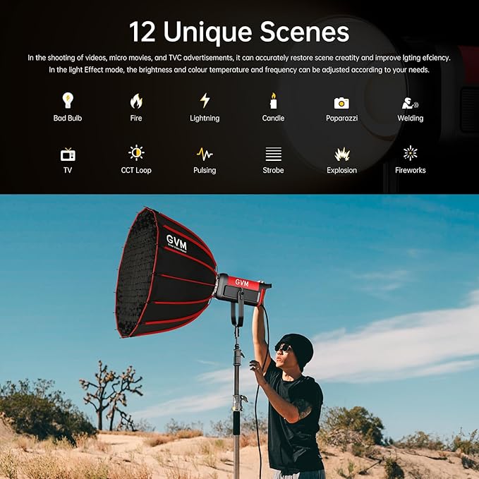 GVM Video Lighting 300W Bi-Color Studio Lights kit - Image 4
