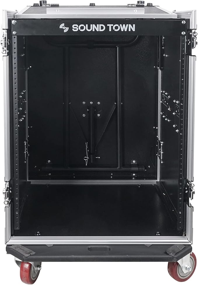 Sound Town Heavy-Duty 1/2" Plywood 14U PA DJ Rack/Road ATA Case - Image 4