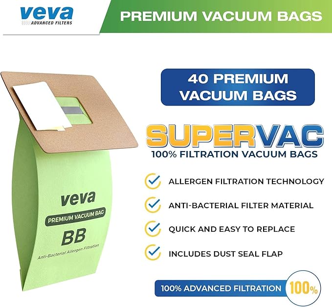 40 Pack Type BB Vacuum Bags for Oreck Handheld Canister Vacuum PKBB12DW - Image 2