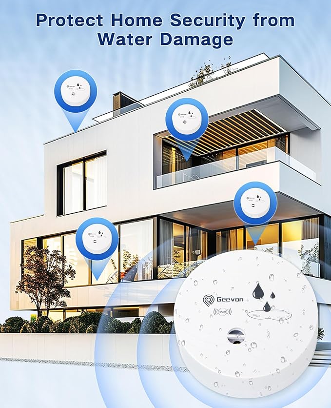 Geevon 8 Pack Water Leak Detectors, 100dB Water Sensor Alarms Flood Detector - Image 8