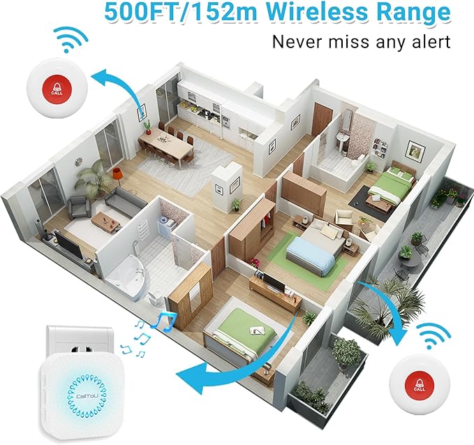 CallToU Caregiver Pager Call Button Elderly Wireless Call Button Vibration - Image 6