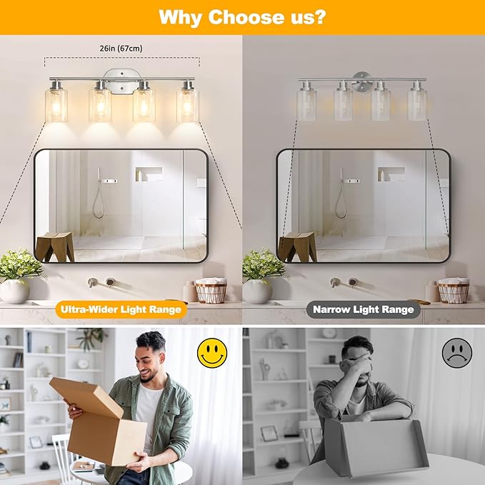 Unicozin Bathroom Light Fixtures, 4 Light Vanity Lights - Image 5