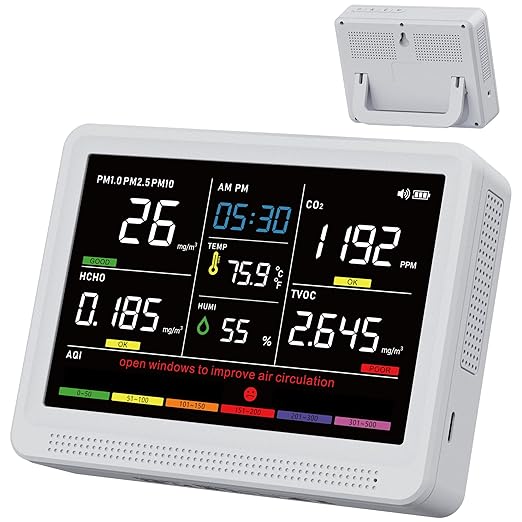 bonoch Upgrade 16 in 1 Air Quality Monitor Indoor 15h Battery & 5.5" Display 9 by bonoch