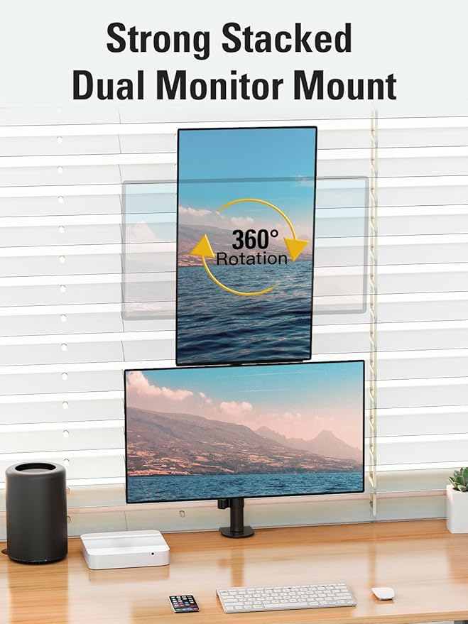 DreamAxis Stable Vertical Dual Monitor Stand, Stacked Monitor Mount - Image 8