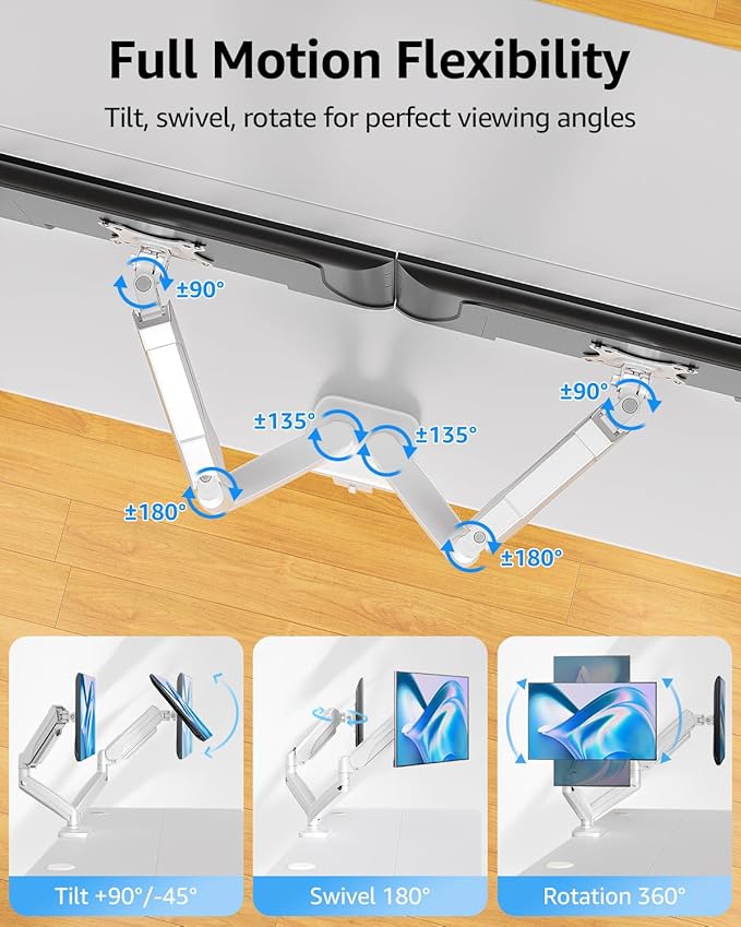 MOUNTUP Dual Monitor Stand for Desk, Monitor Arms for 2 Monitors Max 32 Inches - Image 5