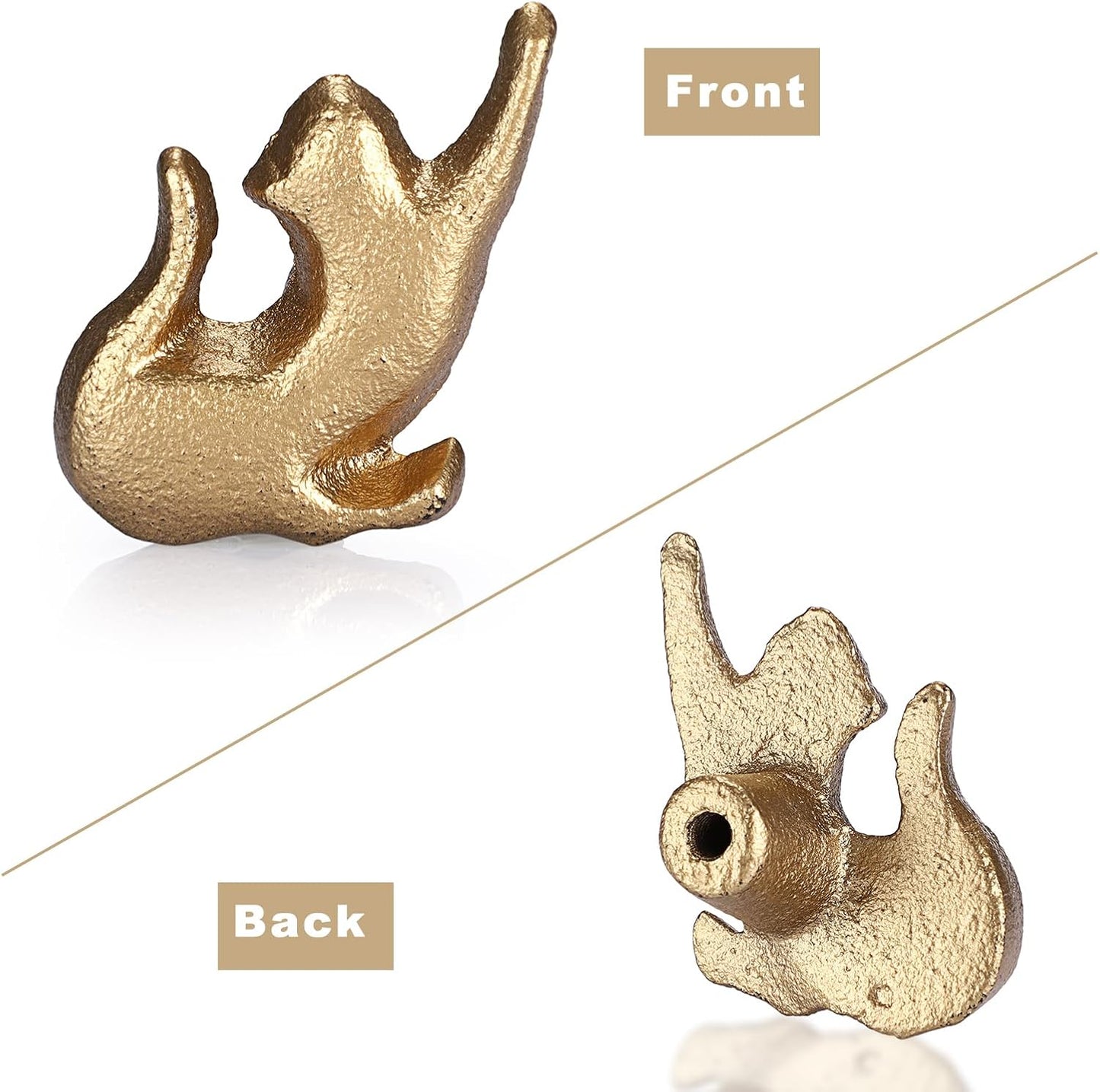 JUXYES Cast Iron Vintage Cat Drawer Handle Pull Knob for Dresser Cabinet | 4 Pack Gold Unique Decorative Dresser Drawer Handle Knobs, Antique Animal Drawer Pulls Knobs for Dresser Cabinet Closet
