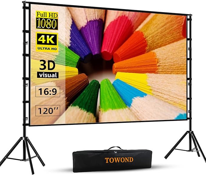 TOWOND Projector Screen and Stand, 120 inch Outdoor Projection Screen, Portable by TOWOND-JLFOfficial