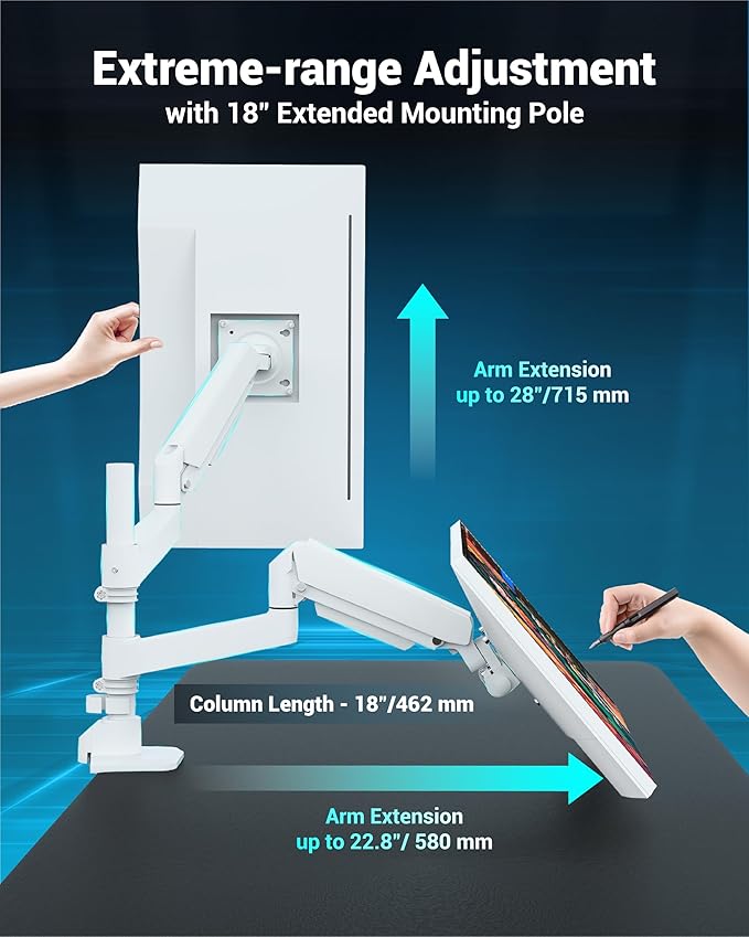 Ergounion Dual Monitor Arm for 13-49 Inch Ultrawide Screens, Heavy Duty Monitor - Image 3