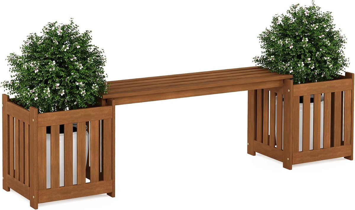 furinno tioman outdoor planter box set with bench, main product view
