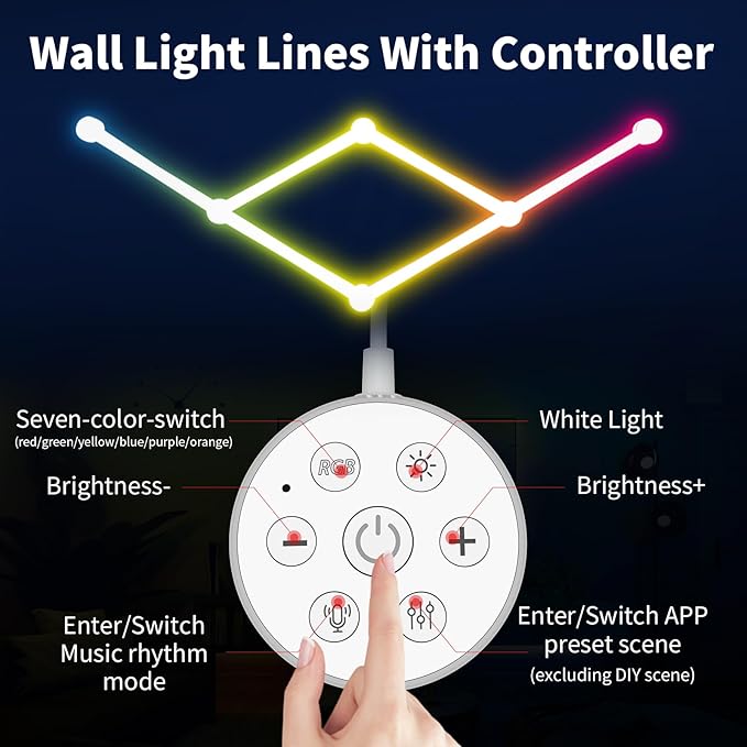 Phylosal Smart WiFi LED Wall Lights, 16M+ Color Dimmable Gaming Light Works - Image 2