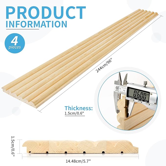 Art3d 4 Pc 96"x5.7" Wood Slat Wall Panel - Image 2