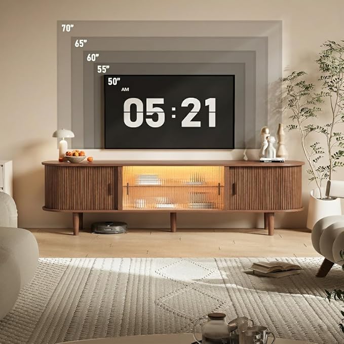 70" Fluted TV Stand with LED Lights - Image 4